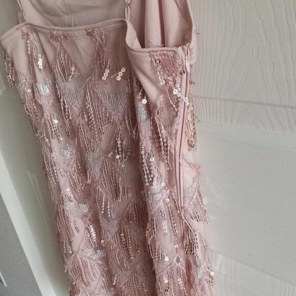 Cider Square Neck Sequins and Tassles Mini Dress - Picture 4 of 8